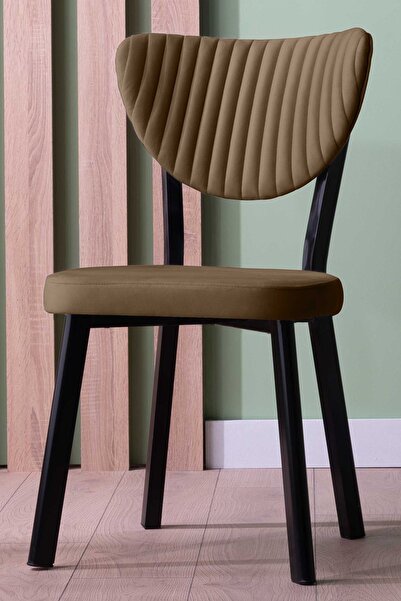 VIANEM Kütük Desenli MDF Elma Mutfak Masa Takımı 4 Sandalyeli Salon Yemek Masa Takımı