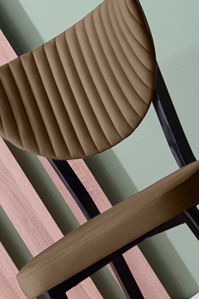 VIANEM Kütük Desenli MDF Elma Mutfak Masa Takımı 4 Sandalyeli Salon Yemek Masa Takımı