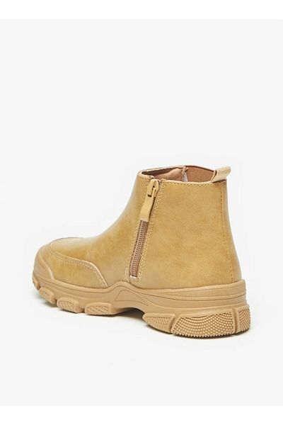 LBL by Shoexpress Textured Low Ankle Boots with Gusset and Zip Closure