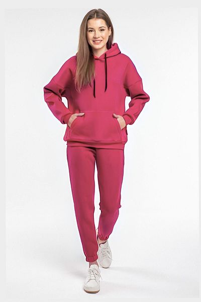 BayBayan Γυναικεία αθλητική φόρμα Oversize - Plum 3 Thread, βαμβακερή, ελαστική πλευρά