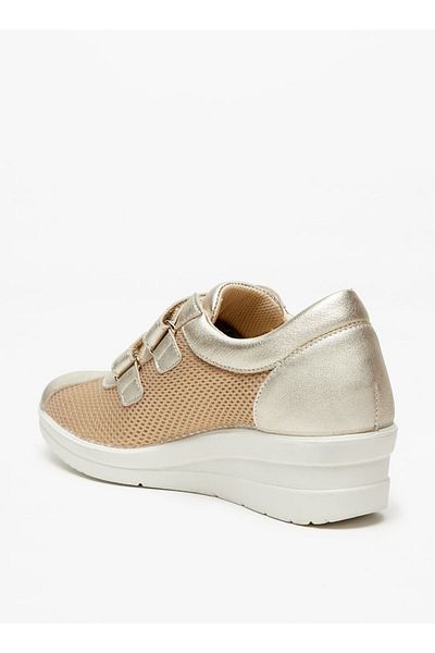 Le Confort Panelled Wedge Heel Shoes with Hook and Loop Closure