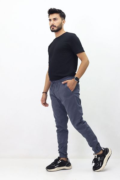 GZT TEKSTİL Men's Relaxed Cut Elastic Waist Woven Trousers - T7800