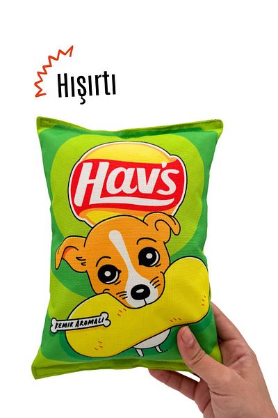 Havhav Hav's Plush Chips Rustle Sound Dog Toy Chips Shaped Sounding Dog Play Companion