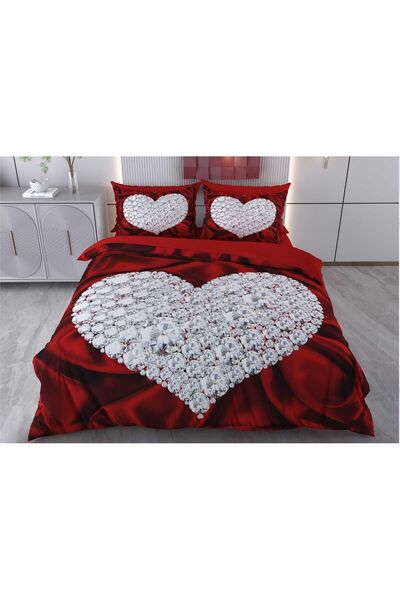 BEYZADE HOME طقم غطاء لحاف مزدوج ثلاثي الأبعاد 6 قطع Love of Diamond