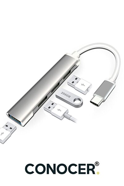 CONOCER Type C 4 Girişli Usb Hub Çoğaltıcı Dönüştürücü (MACBOOK PRO-AİR IPAD ...