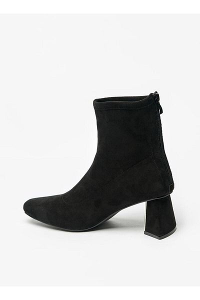 Flora Bella by Shoexpress Solid Boots with Flared Heels and Zip Closure