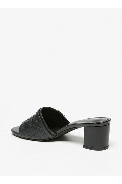 Flora Bella by Shoexpress Textured Slip-On Sandals with Block Heels and Buckle Accent