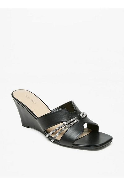 Flora Bella by Shoexpress Embellished Slip-On Wedge Sandals