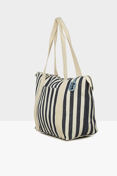 Bagmori Navy Blue Striped Tote - Women's Beach Bag M000008488