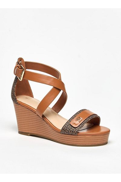 Flora Bella by Shoexpress Cross Strap Wedge Heeled Sandals with Buckle Closure