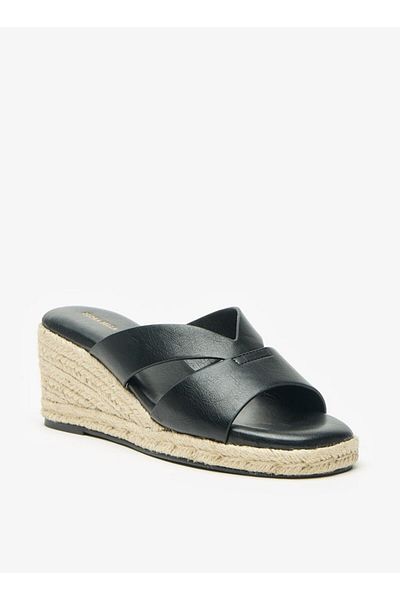 Flora Bella by Shoexpress Solid Slip-On Sandals with Wedge Heels