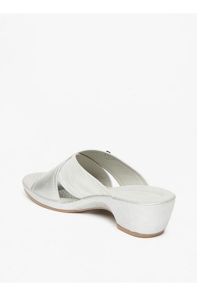 Flora Bella by Shoexpress Textured Slip-On Cross Strap Sandals with Block Heels