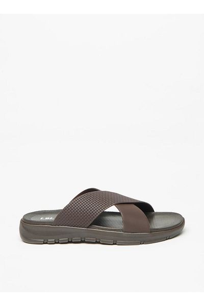LBL by Shoexpress Men's Textured Cross Strap Slip-On Sandals