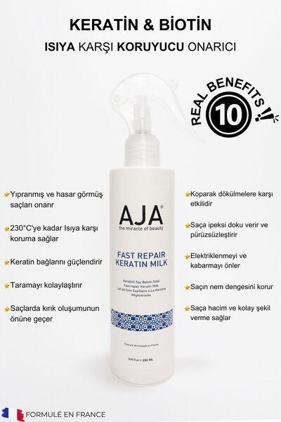 AJA Besleyici, Onarıcı Keratin & Biotin Fön Sütü Kolay Tarama Etkili Isıya Ka...