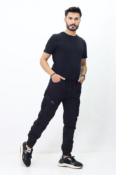 GZT TEKSTİL Men's Summer Woven Trousers - Cargo Pocket and Elastic Waist (j833)
