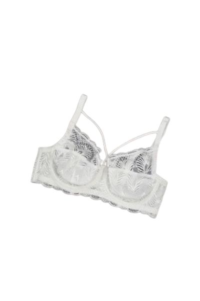 shefox Women's Capless Cross Band Detailed Underwire Lace Bra