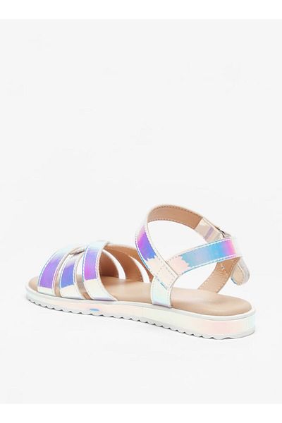 Flora Bella by Shoexpress Iridescent Strap Sandals with Hook and Loop Closure