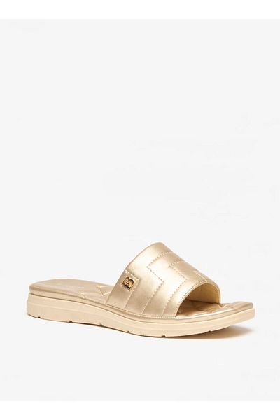 Flora Bella by Shoexpress Quilted Slides with Metallic Accent