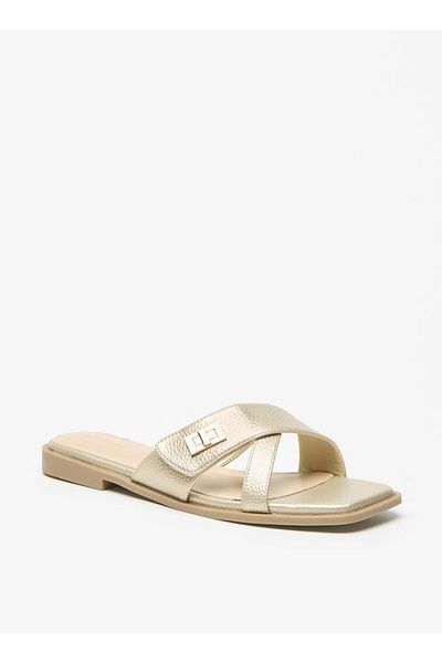 Flora Bella by Shoexpress Textured Slip-On Flat Sandals