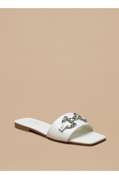 Flora Bella by Shoexpress Embellished Slip-On Slide Sandals