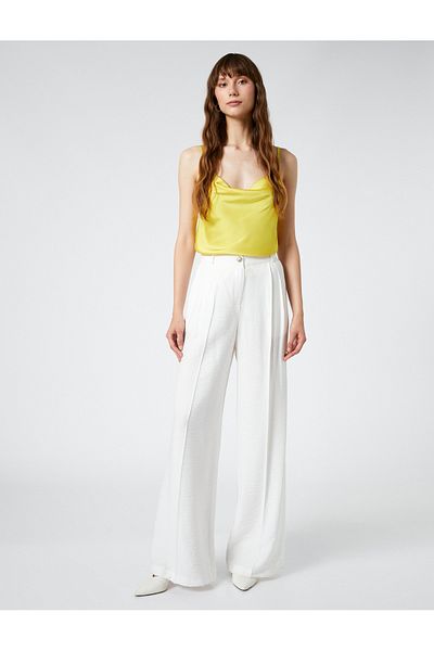 Koton Evening Dress Satin Blouse Thin Straps Ruffle Neck