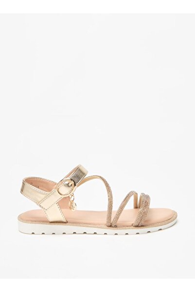Celeste Girls' Embellished Flat Sandals with Hook and Loop Closure