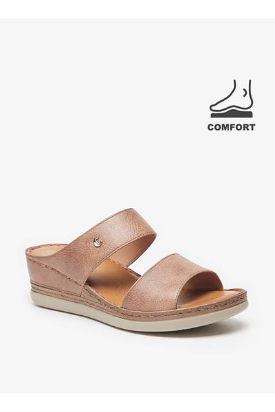 Le Confort Solid Slip-On Comfort Sandals with Wedge Heels