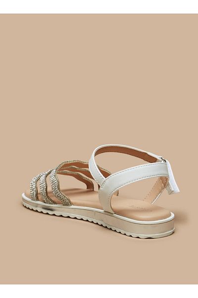 Celeste Girls' Embellished Sandals with Hook and Loop Closure