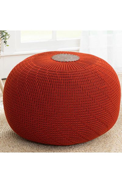 English Home Pouf Hocker, Runder Pouf, Sitzhocker, Pouffe, Fußhocker, Strickpouf Hocker für Wohnzimmer
