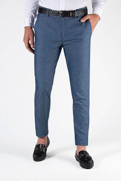 Terapi Men Men's Blue Slim Fit Italian Cut Linen Trousers