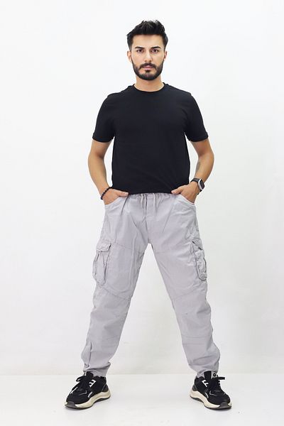 GZT TEKSTİL Men's Cargo Pants - Loose Elastic Waist (J-B 1833)