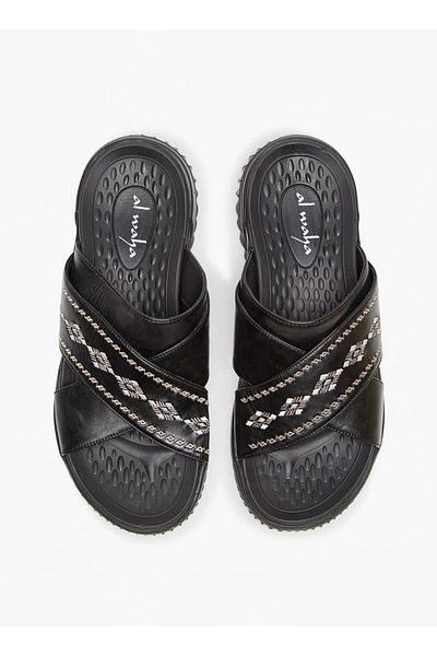 Al Waha Embroidered Leather Cross Strap Arabic Sandals