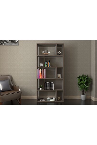 Ninnimo Stylısh Ceviz Kitaplık ,asimetrik Bölmeli Kitaplık ,on Bölmeli Kitapl...