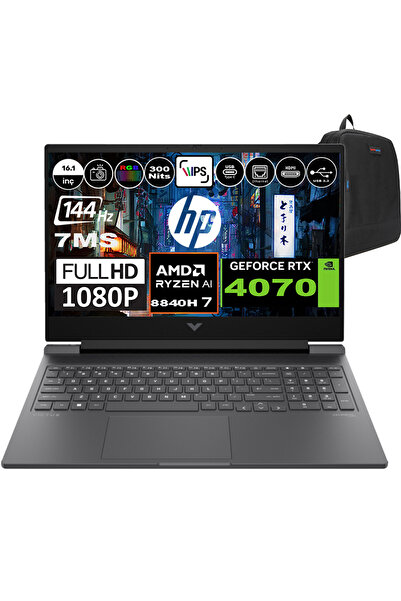 HP Victus 16-S1002NT AMD-R7 8840H 32GB 1TB SSD FDOS 16.1" FHD 144Hz RTX4070 A...