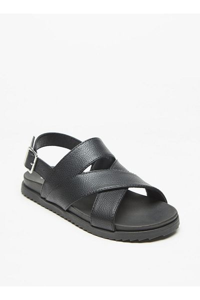 Mister Duchini Cross Strap Sandals with Buckle Closure