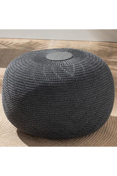 English Home Pouf Hocker, Runder Pouf, Sitzhocker, Pouffe, Fußhocker, Strickpouf Hocker für Wohnzimmer