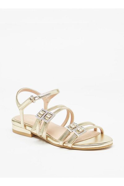 Celeste Girls' Buckle Detail Sandals with Hook and Loop Closure