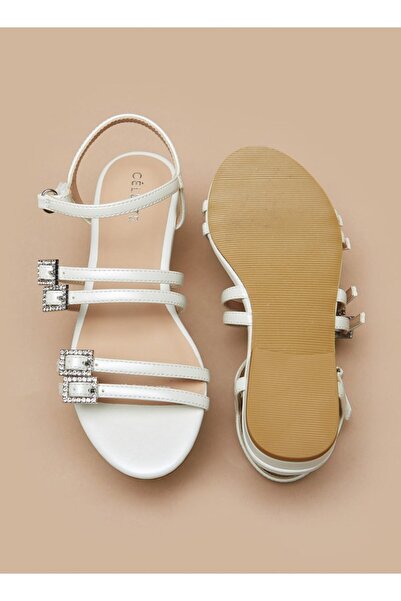 Celeste Girls' Buckle Detail Sandals with Hook and Loop Closure