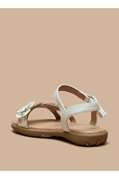 Juniors Floral Accent Flat Sandals with Hook and Loop Closure