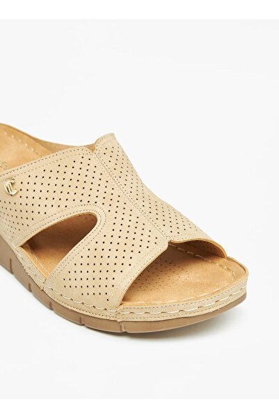 Le Confort Textured Slip-On Sandals with Wedge Heels