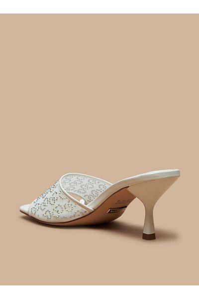 Celeste Women's Monogram Embellished Sandals with Kitten Heels