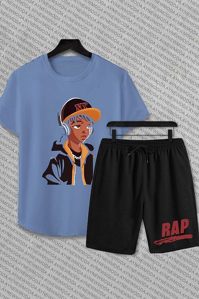 aynewmoda Set de șorturi imprimat frumos - tricou