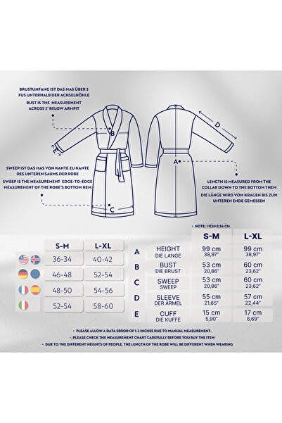 English Home Bademantel Damen, Bademantel Herren, Unisex 100% türkisches Baumwollfrottee