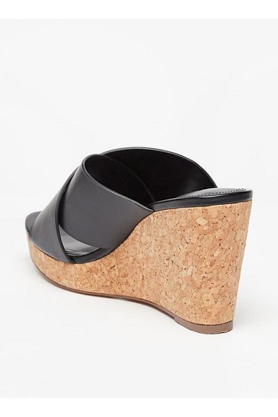 Celeste Women's Solid Cross Strap Slip-On Sandals with Wedge Heels
