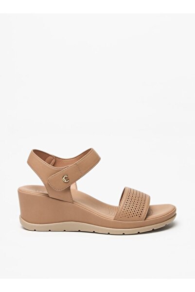 Le Confort Textured Wedge Heel Sandals with Hook and Loop Closure