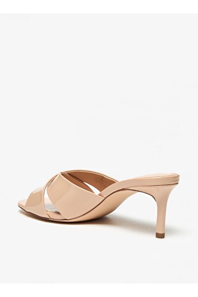 Celeste Women's Solid Slip-On Sandals with Stiletto Heels and Logo Accent