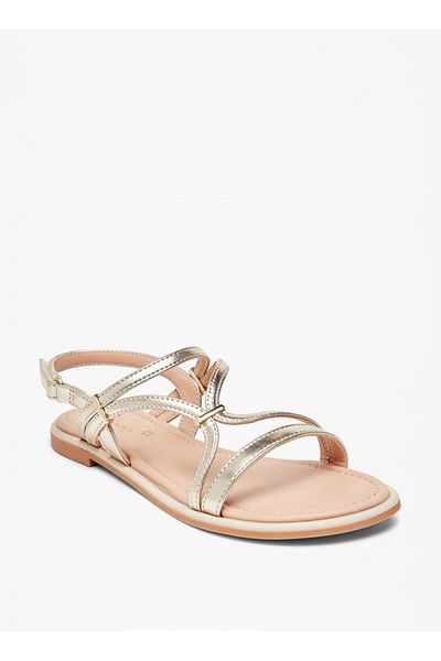 Little Missy Strappy Flat Sandals with Hook and Loop Closure