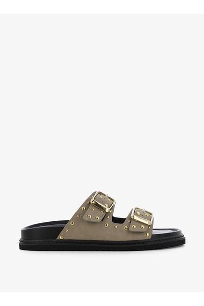 SJ Women's Stud Embellished Slip-On Sandals with Buckles