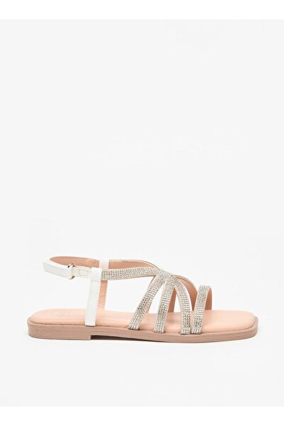 Celeste Girls' Embellished Flat Sandals with Hook and Loop Closure