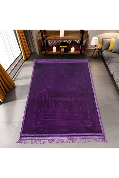 Asyabayrak Covor de rugăciune din catifea moale mov